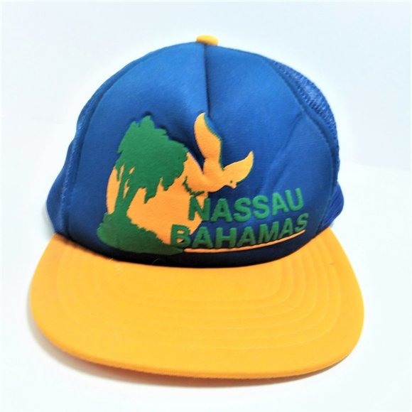 Vintage Ball Cap Nassau Bahamas Snapback Hat Baseball Trucker Hat Mesh Tropical - Picture 1 of 5